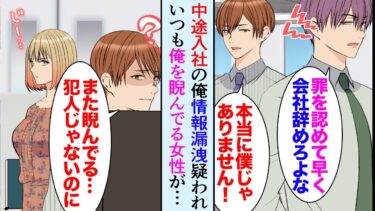 【セカイノフシギ】【漫画】中途採用で入った会社で情報の持ち出しを疑われ「さっさと辞めろよ」俺「僕は本当にやってません！」「俺さんじゃないですよ」→俺を助けてくれたのは、いつも部署で俺を睨んでる女性だった【マンガ動画】