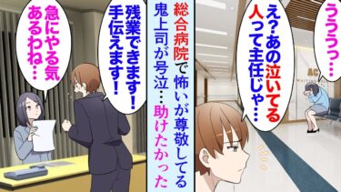 【セカイノフシギ】【漫画】総合病院に行ったら、職場の怖い美人鬼上司が消化器内科の待ち合い席で泣いていた→翌週出社すると普段どおりの様子だがドンドン心配になり「怖いけど尊敬してるんだ…」助けようとした結果【マンガ動画】