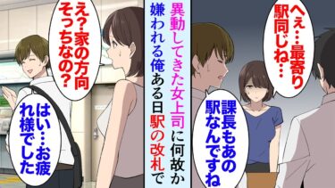 【セカイノフシギ】【漫画】なぜか異動当初から美人な女上司に嫌われている俺「仕事では公平だけど…」理由が分からず戸惑っていた→ある日部署の飲み会の帰り道「え？家あっちなの？」誤解していたようで助けた結果【マンガ動画】